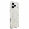 Dėklas Guess IML Flowers Allover Electroplated with Pearl Strap MagSafe do iPhone 18 Pro Max / 17 Pro Max balta