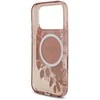 Guess IML Flowers virvelė MagSafe dėklas skirtas Apple iPhone 17 Pro rožinės spalvos