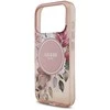 Guess IML Flowers virvelė MagSafe dėklas skirtas Apple iPhone 17 Pro rožinės spalvos