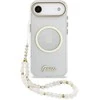 Guess IML Glitter Script Strap MagSafe dėklas skirtas iPhone Air Transparent