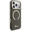 Guess IML Glitter Script Strap MagSafe dėklas skirtas iPhone 17 Pro Max Juodas