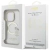 Guess IML Gold Outline Stand Camera Frame MagSafe dėklas skirtas Apple iPhone 15 Pro skaidrus