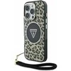 Guess HC IML Leopard Triangle Cord Strap Apple iPhone 16 Pro MagSafe dėklas telefonui