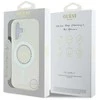 Guess IML Rhinestones Ring MagSafe Apple iPhone 16 dėklas telefonui baltos spalvos