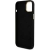 Guess Liquid Silicone 4G Strass Metal Logo dėklas telefonui Apple iPhone 15 juodos spalvos