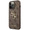 Guess PU 4G Metal Logo dėklas skirtas Apple iPhone 13 Pro Max rudos spalvos