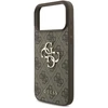 Guess PU 4G metalinis logotipo dėklas, skirtas „iPhone 18 Pro“, rudas