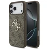 Guess PU 4G metalinis logotipo dėklas, skirtas „iPhone 18 Pro“, rudas