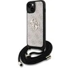 Guess PU 4G Metal Logo Crossbody Strap dėklas skirtas Apple iPhone 15 rožinės spalvos