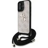 Guess PU 4G Metal Logo Crossbody Strap dėklas skirtas Apple iPhone 16 rožinės spalvos
