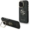 Guess PU 4G Metal Logo Stand Camera Frame dėklas skirtas Apple iPhone 16 Pro juodos spalvos