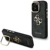 Guess PU 4G Metal Logo Stand Camera Frame dėklas skirtas Apple iPhone 15 Pro Max juodos spalvos