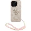 Guess PU 4G Metal Logo Strap dėklas skirtas Apple iPhone 16 Pro Max rožinės spalvos