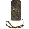 Guess PU 4G Metal Logo Strap dėklas skirtas Apple iPhone 16 rudos spalvos