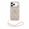Guess PU 4G Metal Logo Dėklas su dirželiu, skirtas iPhone 18 Pro Max, Rožinė