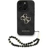Guess PU 4G Metal Logo Strap dėklas skirtas Apple iPhone 16 Pro Max juodos spalvos