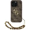 Guess PU 4G Metal Logo Strap dėklas skirtas Apple iPhone 15 Pro Max rudos spalvos