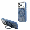Guess PU 4G Ring Stand MagSafe dėklas skirtas iPhone 18 Pro Max Mėlyna