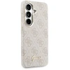 Guess PU 4G Script Metal Logo magnetinis dėklas skirtas Samsung Galaxy S26 rožinės spalvos