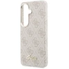 Guess PU 4G Script Metal Logo magnetinis dėklas skirtas Samsung Galaxy S26 rožinės spalvos
