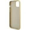 Guess GUHCP15SPS4DGPD iPhone 15 6.1" zoty/auksinis kietas dėklas, odinis 4G metalinis logotipas Strass