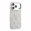 Dėklas Guess PU 4G Strass Metal Logo Case for iPhone 18 Pro Max Rožinė