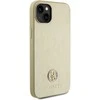 Guess GUHCP15SPS4DGPD iPhone 15 6.1" zoty/auksinis kietas dėklas, odinis 4G metalinis logotipas Strass