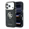 Guess PU 4G Strass Metal Logo dėklas skirtas iPhone 18 Pro juodos spalvos