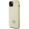 Guess GUHCP15SPS4DGPD iPhone 15 6.1" zoty/auksinis kietas dėklas, odinis 4G metalinis logotipas Strass