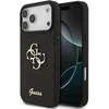 Guess PU fiksuotas blizgučių 4G metalinis logotipo dėklas, skirtas iPhone 18 Pro Max, juodas