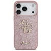 Dėklas Guess PU Fixed Glitter 4G Metal Logo Case for iPhone 18 Pro Rožinė