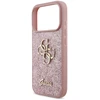 Dėklas Guess PU Fixed Glitter 4G Metal Logo Case for iPhone 18 Pro Rožinė