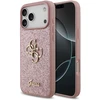 Dėklas Guess PU Fixed Glitter 4G Metal Logo Case for iPhone 18 Pro Max Rožinė