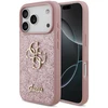 Dėklas Guess PU Fixed Glitter 4G Metal Logo Case for iPhone 18 Pro Rožinė