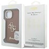 Guess PU Grained 4G Logo Stand Camera Frame dėklas skirtas Apple iPhone 14 rudos spalvos