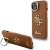 Guess PU Grained 4G Logo Stand Camera Frame dėklas skirtas Apple iPhone 14 rudos spalvos