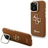 Guess PU Grained 4G Logo Stand Camera Frame dėklas skirtas Apple iPhone 15 Pro rudos spalvos