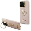Guess PU Grained 4G Logo Stand Camera Frame dėklas skirtas Apple iPhone 15 Pro rožinės spalvos