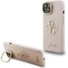 Guess PU Grained 4G Logo Stand Camera Frame dėklas skirtas Apple iPhone 15 rožinės spalvos