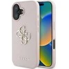 Guess Grained Big 4G Logo Small Classic Logo Apple iPhone 16 dėklas telefonui rožinės spalvos