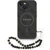 Guess PU Leather 4G Colored Ring Strap MagSafe dėklas skirtas Apple iPhone 13 juodos spalvos