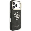 Guess PU Leather 4G Metal Logo Gold Frame dėklas skirtas Apple iPhone 17 Pro juodos spalvos