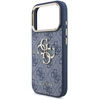 Dėklas Guess PU Leather 4G Metal Logo Gold Frame Case for iPhone 18 Pro Mėlyna
