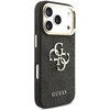 Dėklas Guess PU odos 4G metalinio logotipo auksinis rėmelis iPhone 18 Pro telefonui, juodas
