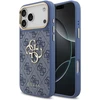 Dėklas Guess PU Leather 4G Metal Logo Gold Frame Case for iPhone 18 Pro Max Mėlyna