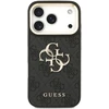 Dėklas Guess PU odos 4G metalinio logotipo auksinis rėmelis iPhone 18 Pro telefonui, juodas