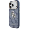 Dėklas Guess PU Leather 4G Metal Logo Gold Frame Case for iPhone 18 Pro Mėlyna