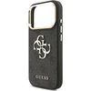 Dėklas Guess PU odos 4G metalinio logotipo auksinis rėmelis iPhone 18 Pro telefonui, juodas