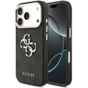 Dėklas Guess PU odos 4G metalinio logotipo auksinis rėmelis iPhone 18 Pro telefonui, juodas