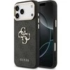 Guess PU Leather 4G Metal Logo Gold Frame dėklas skirtas Apple iPhone 17 Pro Max juodos spalvos